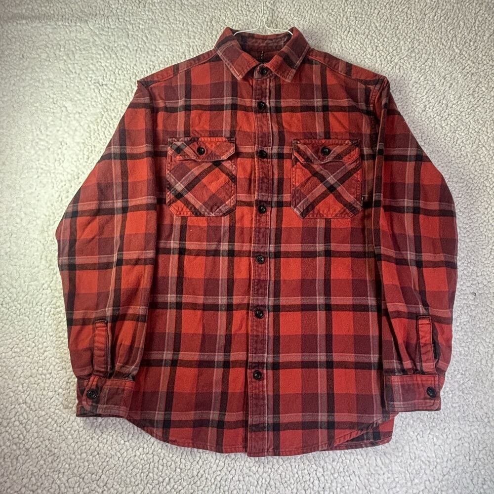 Burton Brighton Buffalo Plaid Red Button Up Heavy Flannel Shirt Shacket Men's M